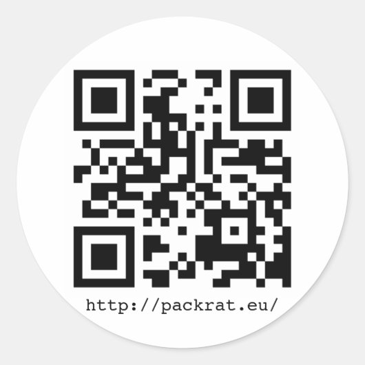 PackRat QR-code #1 Ronde Sticker (Voorkant)