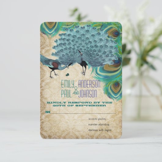  packs met Feathers RSVP Kaartje (Staand voorkant)