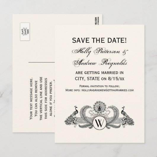  packs Monogram Ivory BG Aankondigingskaart (Voorkant / Achterkant)