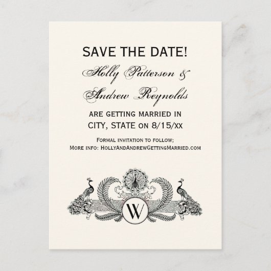  packs Monogram Ivory BG Aankondigingskaart (Voorkant)