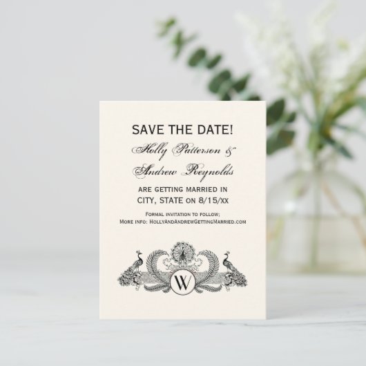  packs Monogram Ivory BG Aankondigingskaart (Staand voorkant)