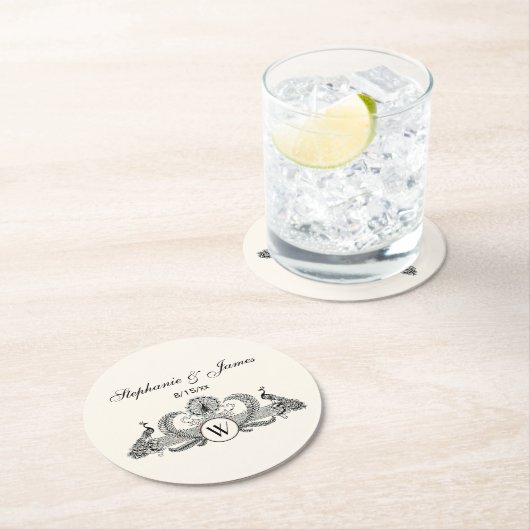  packs Monogram Ivory BG Ronde Kartonnen Onderzetter (Insitu)