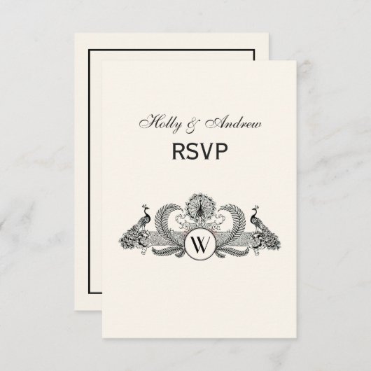 packs Monogram Ivory BG RSVP Kaartje (Voorkant / Achterkant)