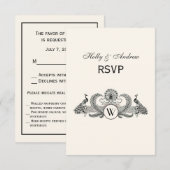 packs Monogram Ivory BG RSVP Kaartje (Voorkant / Achterkant)