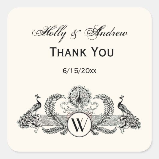  packs Monogram Ivory BG Vierkante Sticker (Voorkant)