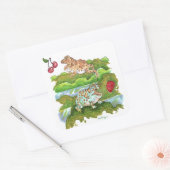 PacMan-kikkers die fruit achtervolgen Vierkante Sticker (Envelop)