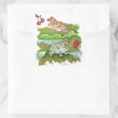 PacMan-kikkers die fruit achtervolgen Vierkante Sticker (Tas)