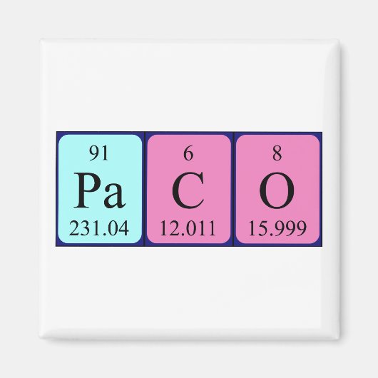 Paco Periodieke Naam magnet (Voorkant)