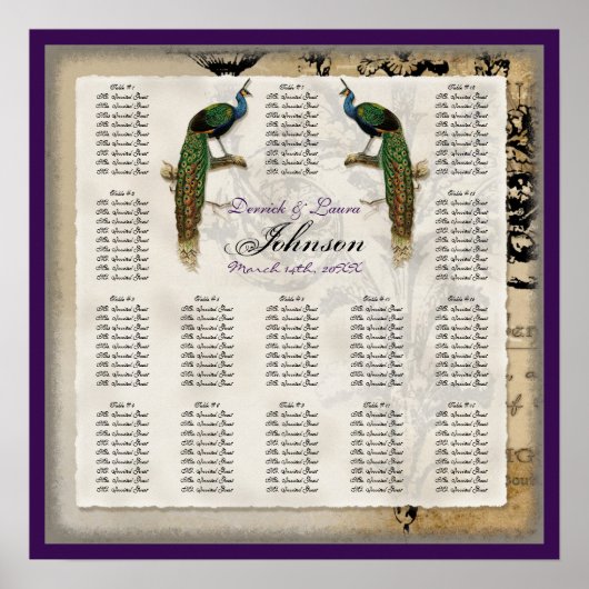  Pacock 6 - Schema voor de receptietabel Poster (Voorkant)