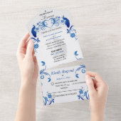 Pacock All in One Wedding Invite All In One Uitnodiging (Afscheurbaar)