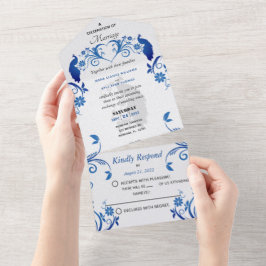 Pacock All in One Wedding Invite All In One Uitnodiging