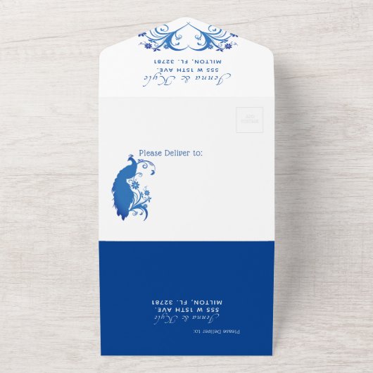 Pacock All in One Wedding Invite Uitnodiging (Buitenkant)