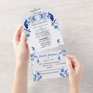 Pacock All in One Wedding Invite Uitnodiging