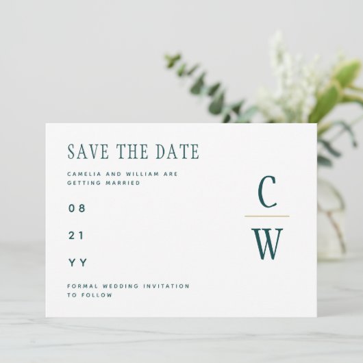 Pacock BLAUWGROEN Groen Goud Weddenschap BESPAAR D Save The Date (Staand voorkant)