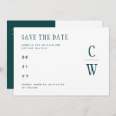 Pacock BLAUWGROEN Groen Goud Weddenschap BESPAAR D Save The Date (Voorkant / Achterkant)