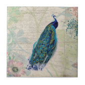 pacock, bloemen en vlinder tegeltje (Voorkant)
