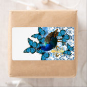  pacock en blauwe vlinders etiket (Insitu)