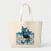  pacock en blauwe vlinders grote tote bag (Voorkant)
