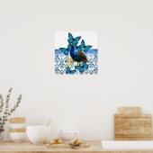  pacock en blauwe vlinders poster (Keuken)