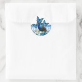  pacock en blauwe vlinders ronde sticker (Tas)