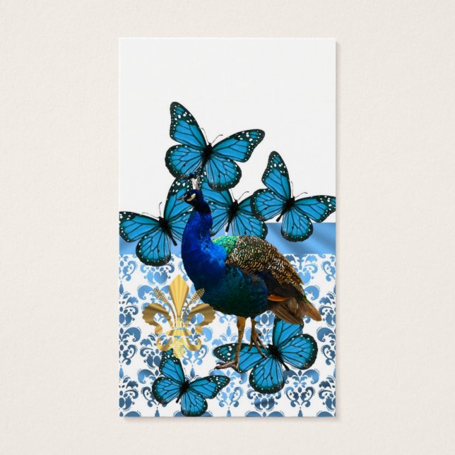  pacock en blauwe vlinders visitekaartjes (Achterkant)