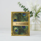 Pacock en gouduitnodiging Elke partij Kaart (Staand voorkant)
