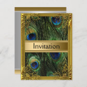 Pacock en gouduitnodiging Elke partij Kaart (Voorkant / Achterkant)
