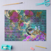 Pacock en paarse bloemen ontkoppelen tissuepapier (Craft)