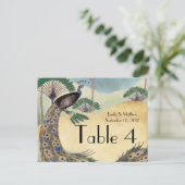 pacock- en palmweddenschapskaart briefkaart (Staand voorkant)