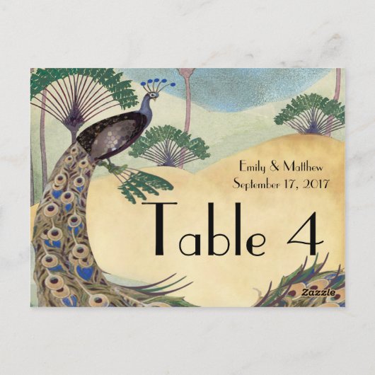 pacock- en palmweddenschapskaart briefkaart (Achterkant)