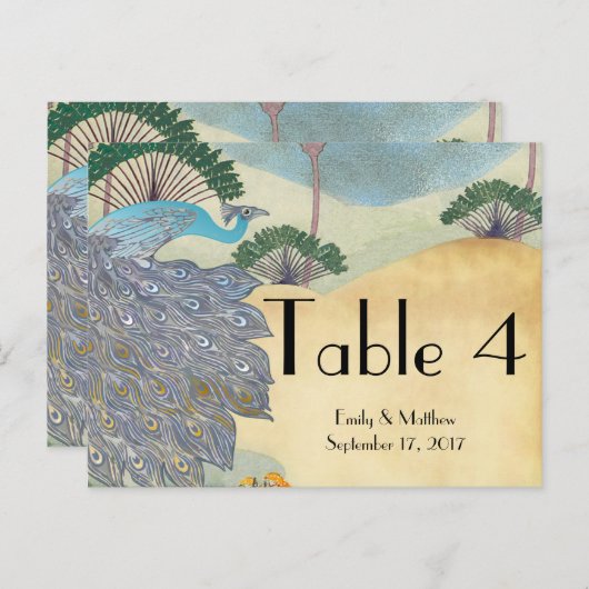  pacock- en palmweddenschapskaart briefkaart (Voorkant / Achterkant)