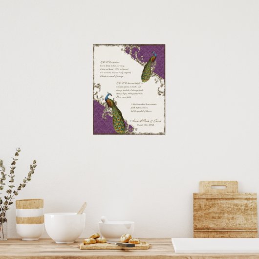pacock & etchings - bruiloft op persoonlijke tite poster (Keuken)