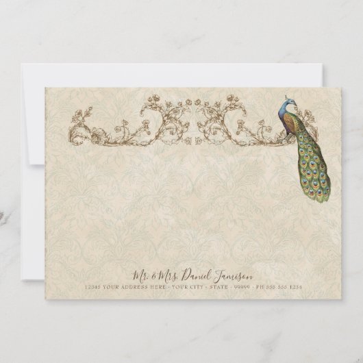  pacock & etchings Dank u Kaarten nota neemt van Notitiekaartje (Achterkant)