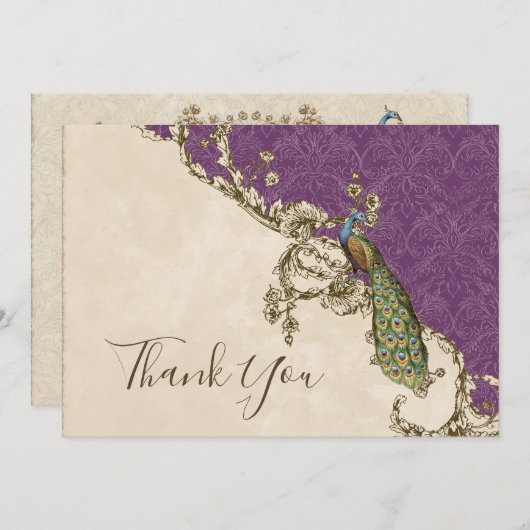 pacock & etchings Dank u Kaarten nota neemt van Notitiekaartje (Voorkant / Achterkant)