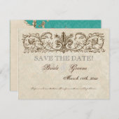  pacock & Etchings, sparen de Kaart van de Datum (Voorkant / Achterkant)