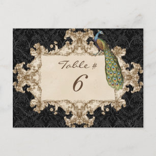  pacock & etchings, tabelnummerkaart briefkaart