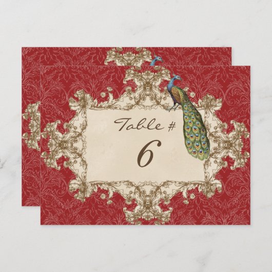  pacock & etchings, tabelnummerkaart briefkaart (Voorkant / Achterkant)