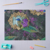 Pacock, Flowers en Gold Lijst-ontkoppeling Tissuepapier (Craft)