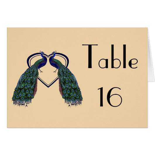  Pacock Folded Table Number Kaarten (Voorkant Horizontaal)