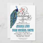  pacock Harten Blauwgroen en koraal Kaart (Voorkant)