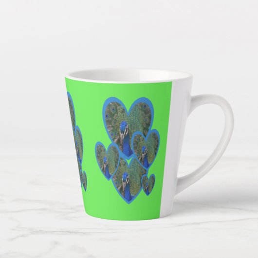 Pacock Hearts Pattern Cust. BC Green Latte Mok (Rechts)