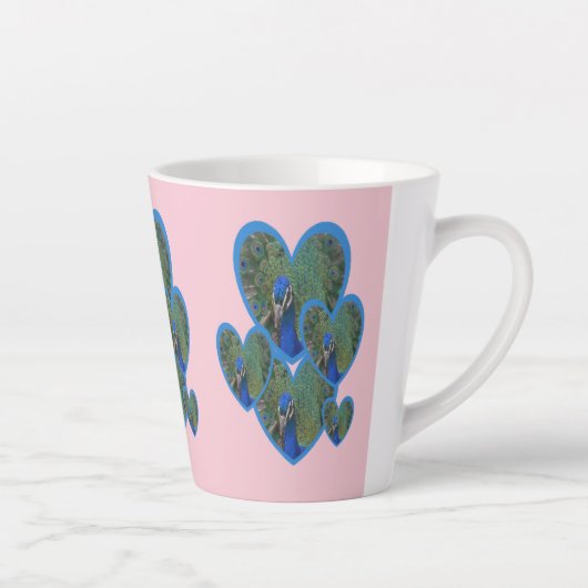 Pacock Hearts Pattern Cust. BC roze latte Mok (Rechts)