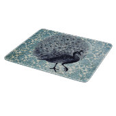 pacock in Blue Square Cutting Board Snijplank (Hoek)