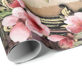  pacock met Lijst roze Floral Cadeaupapier (Rol Hoek)