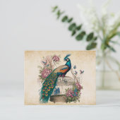 pacock over Victoriaans vogelkooi Briefkaart (Staand voorkant)