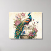  pacock over Victoriaans vogelkooi Canvas Afdruk (Voorkant)