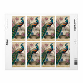 pacock over Victoriaans vogelkooi Etiket (Full Sheet)