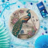  pacock over Victoriaans vogelkooi Papieren Bordje (Feest)