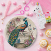  pacock over Victoriaans vogelkooi Papieren Bordje (Feest)