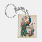  pacock over Victoriaans vogelkooi Sleutelhanger (Voorkant Links)